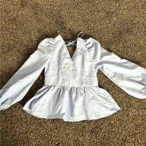 Light Blue Ruffle Shirt. Size S